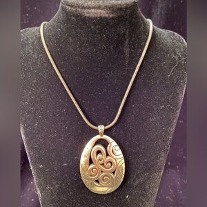 BRIGHTON Mingle Necklace Swirl Teardrop on Chain Silver Tone